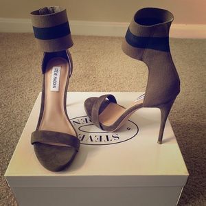 Steve Madden Olive Green Ankle Strap Stiletto